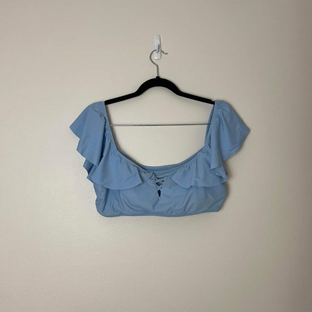 Ruffle lace up bikini top